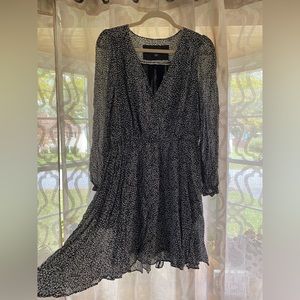 Maeve for Anthropologie Carolyn Animal Print Black and White Long Sleeve Dress